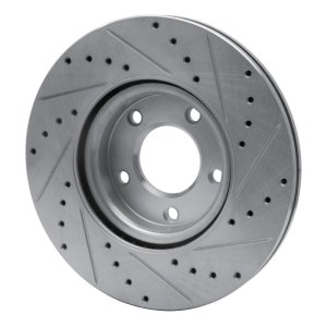 Mazda 3 Brake Rotor (1) - Front Left - R1 Concepts - Drilled & Slotted - Silver - `04-`15